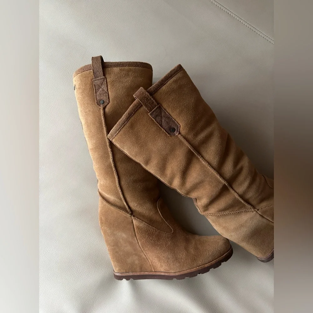 Womens UGG high heel platform suede warm boots - Picture 8 of 12